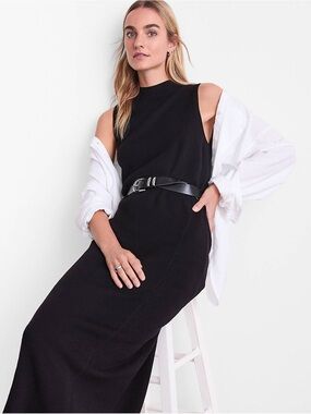 LOFT Versa Sleeveless Mock Neck Midi Sweater Dress. Black size XS. Like new.